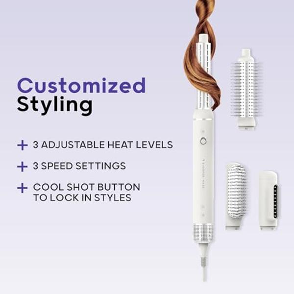 Sharper Image Revel 6-in-1 Airflow Hair Styler – Ionic Multi-Styler with Curling Wand, Detangler, Volumizing & Smoothing Brushes| Air Wrapping Styling Tool| Hot Brush| Straight & C