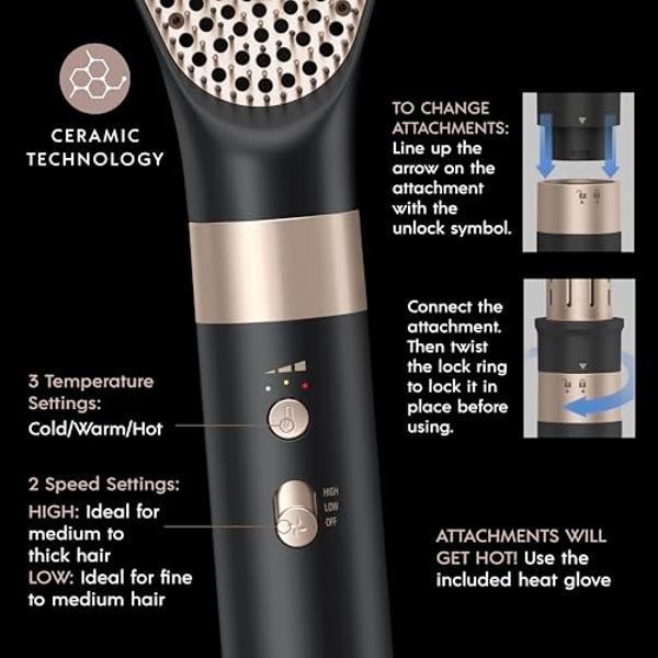 INFINITIPRO by CONAIR DigitalAIRE Multi Hair Styler, Air Styling System for Curls, Waves, Blowouts & Volume, 4 Attachments to Personalize Your Look Plus Storage Bag, Black - Amazon
