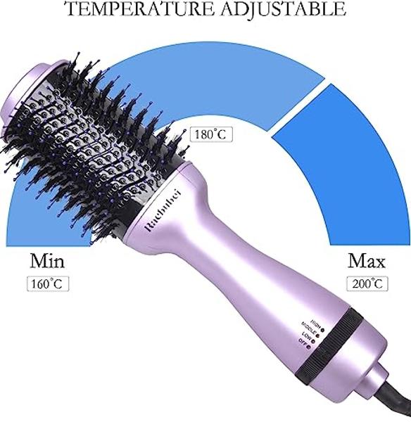 Hair Dryer Brush,Hot Air Brush, Blow Dryer bruch,One Step Hair Dryer and Volumizer with Salon Negative Ionic for Straightening, Professional Brush Hair Dryers for Men and Women (Pu