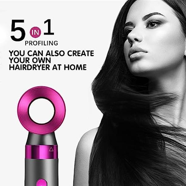 5 in 1 Hair Blower Brush Hairdryer-Detachable and Interchangeable Hot Tools Blow Dryer Brush, Negative Ion Technology Heated Curling Brush for Straightening, Curling, Dry Combing (