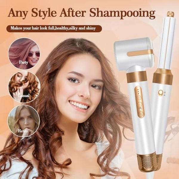 6 in 1 High-Speed Air Wrap Hair Styler,110,000 RPM Professional Hair Dryer Brush Set Fast Drying,No Heat Damage Multi-Styler,Blow Dryer Brush for Curling Straightening Volumizing S