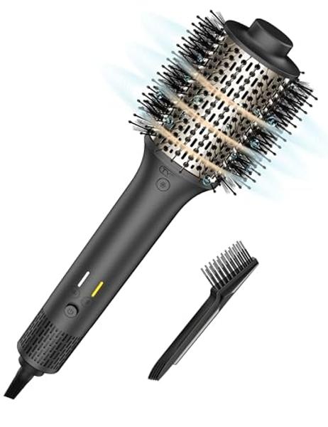 SDLOGAL Hair Straightener Brush, Hair Straightener Comb Straightening Brush for Women, with 5 Temps & Fast Heating, Easy and Fast Salon-Style, Plus Dual Voltage Travel Friendly-(Ro