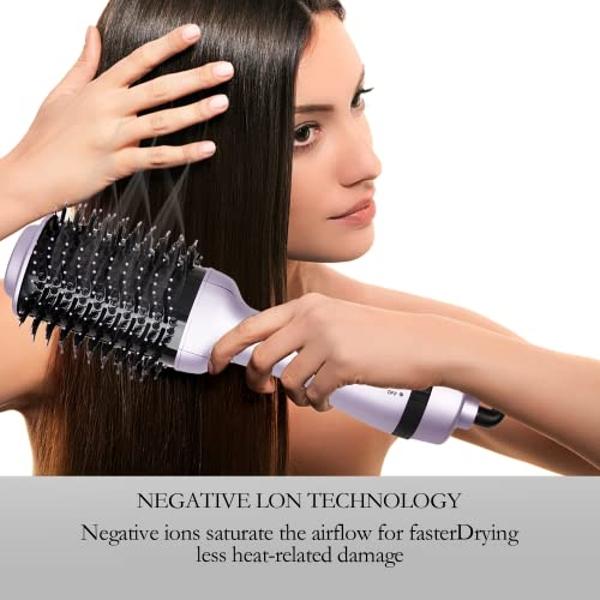 Hair Dryer Brush,Hot Air Brush, Blow Dryer bruch,One Step Hair Dryer and Volumizer with Salon Negative Ionic for Straightening, Professional Brush Hair Dryers for Men and Women (Pu