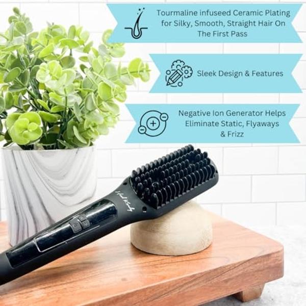 Head Kandy One Upper Hair Straightening Brush with Heat | Hot Brush with Ceramic Plating | Anti Scald Technology | Purple