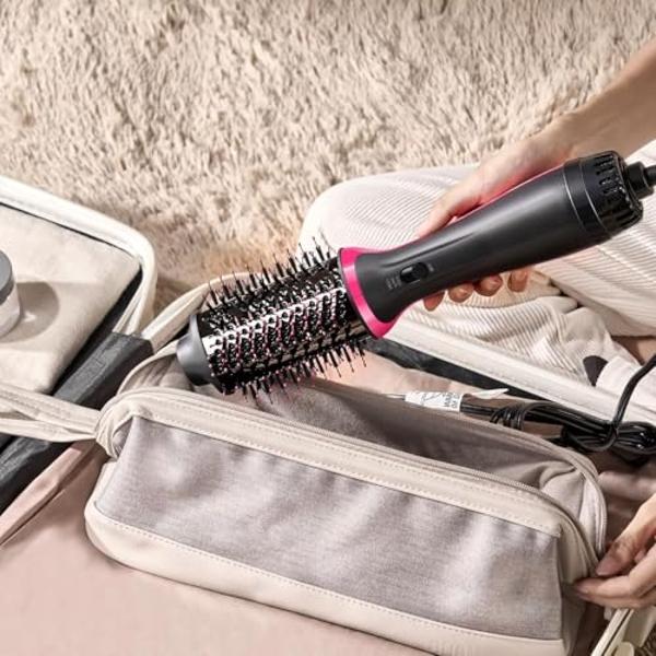 Dual Voltage Hair Dryer Brush for European Travel, Plus 2.0 Blow Dryer Brush with European Plug 110V-120V/220V-240V One Step Hair Dryer and Styler Volumizer with Negative Ion Anti-
