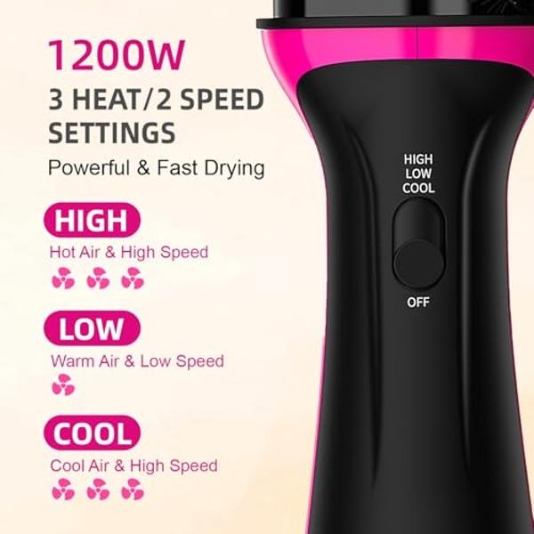 Dual Voltage Hair Dryer Brush for European Travel, Plus 2.0 Blow Dryer Brush with European Plug 110V-120V/220V-240V One Step Hair Dryer and Styler Volumizer with Negative Ion Anti-