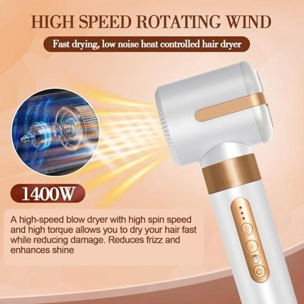 Hair Dryer Styler 7 in 1, High Speed Blow Dryer Wrap Air Styling Tools Set - Hot Air Brush, Diffuser, Nozzles, Hair Straightener Comb, Curling Wand, Hair Volumizer (White)