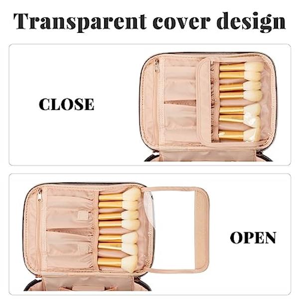 OCHEAL Makeup Bag,Large Travel Bag Organizer Cosmetic Bags for Women Washable Make Up Bag Makeup Organizer Case with Dividers - Large,Embossed Rhombus Black