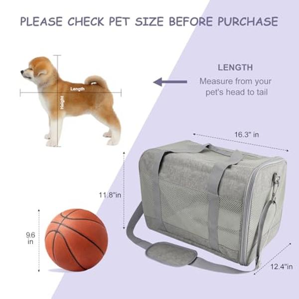 Prodigen Cat Carrier Dog Carriers for Small Dogs Soft Slided Airline Approved Collapsible Pet Travel Carrier, Small (16.3" L x 11.8" H x 12.4" W)