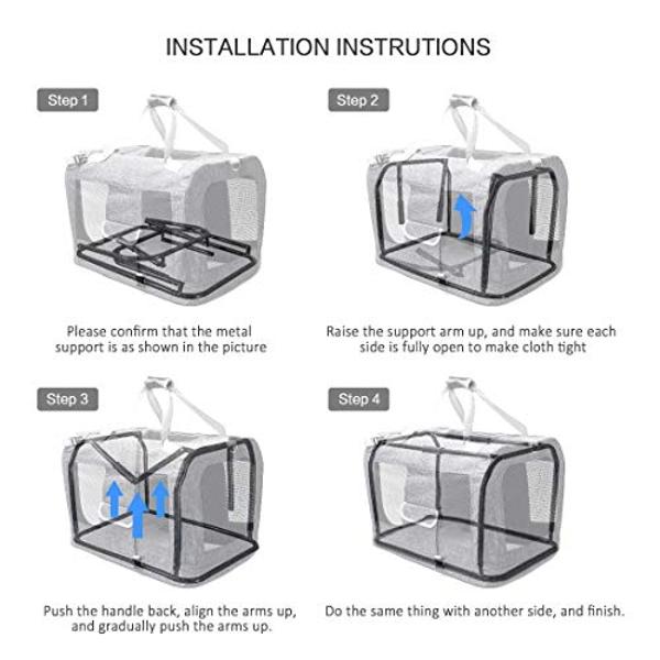 Petseek Extra Large Cat Carrier Soft Sided, Portable Small Dog Carrier for 2 Cats, 24"x16.5"x16" Car Travel Folding Comfortable Design with Bowl, Grey