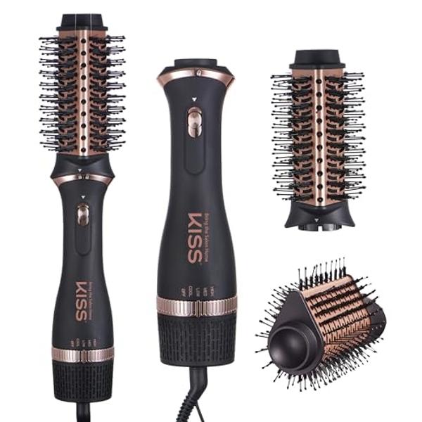 KISS Volume Boosting Hot Air Brush, Maximum Root 3X Ceramic Volumizer & Blow Dryer, One-Step Hair Dryer Brush & Hair Styler, Detachable Waterdrop Shaped Brush Head, Tangle-Free Bri