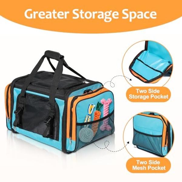 Discala Large Cat Carrier, Pet Carrier, Dog Carrier for Small Dogs, Cat Carrier Soft, Collapsible Large Pet Carrier for Traveling Indoor and Outdoor Uses - Blue 20"x13"x13"