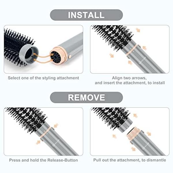 IG INGLAM MegaAIR Styler Air Styling & Drying System, Professional Interchange Hair Dryer Brush 110,000 RPM Brushless BLDC Motor Ionic Hot Air Volumizing and Shape, Gray