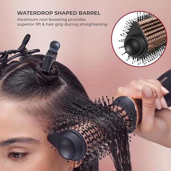 KISS Volume Boosting Hot Air Brush, Maximum Root 3X Ceramic Volumizer & Blow Dryer, One-Step Hair Dryer Brush & Hair Styler, Detachable Waterdrop Shaped Brush Head, Tangle-Free Bri
