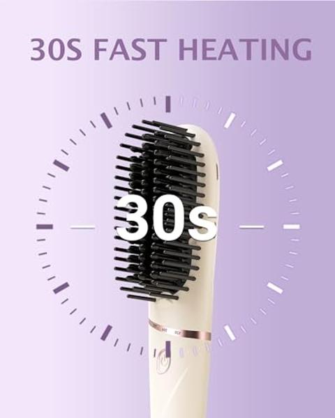 TSUYAGLA Hair Straightener Brush, Portable Ionic Hair Straighteners for Women 30s Fast Heated Negative, Straightening Comb Brush with 3 Temp Modes & 30 min Auto-Off, Function Anti-