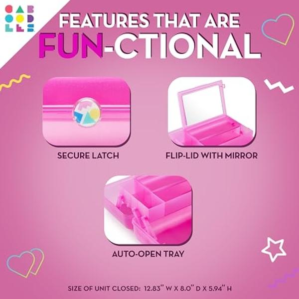 Caboodles On-The-Go Girl Makeup Box, Two-Tone Violet on Silver Sparkle, Hard Plastic Makeup Organizer Box, Built-In Mirror, Secure Latch for Safe Travel, Spacious Storage for Large