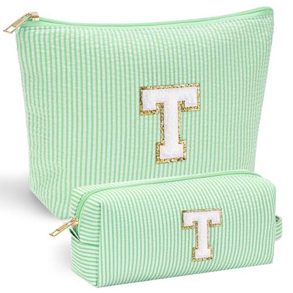 TOPEAST Monogrammed Gifts for Women, Preppy Makeup Bag Small Cosmetic Bag Travel Toiletry Bag, Personalized Birthday Gift for Girl, Wedding Bridal Shower Gifts for Bridesmaids (Bla