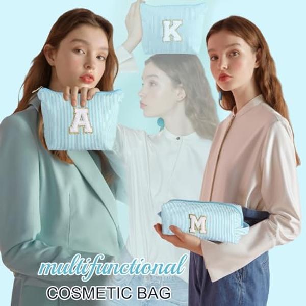TOPEAST Teen Girl Gifts Trendy Stuff, Blue Small Makeup Bag Preppy Stuff for Girls Personalized Birthday Gifts for Girls Daughter (Sky Blue K)