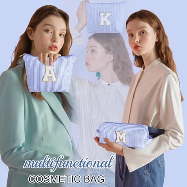 YOOLIFE Birthday Gifts for Women Girls - Personalized Initial Cute Pink Makeup Bags Cosmetic Bag Make Up Bag Toiletry Pouch Gift for Women Her Friend Mom Teacher Sister Teenager Fe