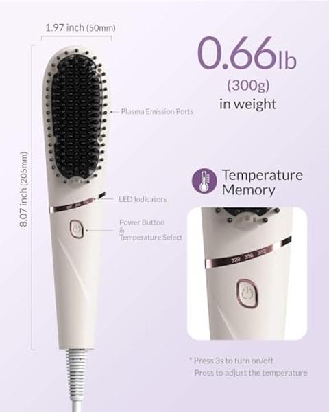 TSUYAGLA Hair Straightener Brush, Portable Ionic Hair Straighteners for Women 30s Fast Heated Negative, Straightening Comb Brush with 3 Temp Modes & 30 min Auto-Off, Function Anti-