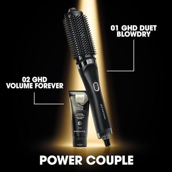 ghd Duet Blowdry-Hair Dryer Brush-Wet to Blow Dried with No Heat Damage, 3X More Volume, 24hr Long Lasting Results, Blow Dry with No Fizz, 50% More Shine - Black