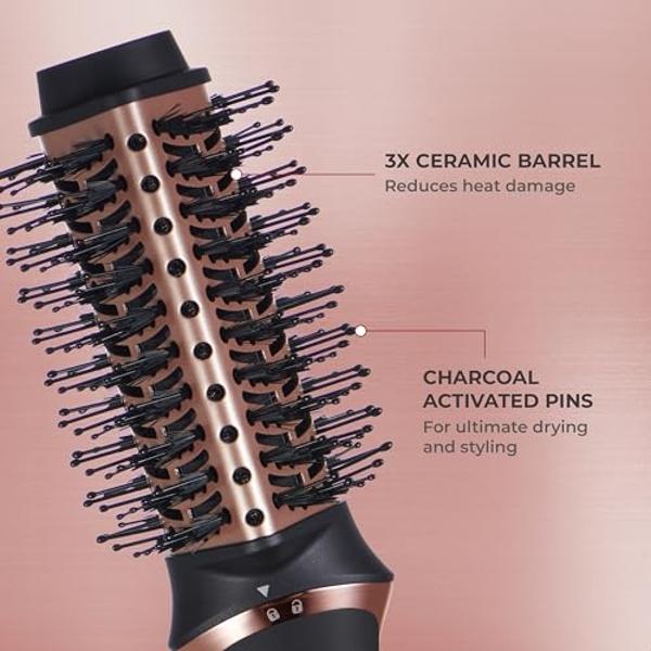 KISS Volume Boosting Hot Air Brush, Maximum Root 3X Ceramic Volumizer & Blow Dryer, One-Step Hair Dryer Brush & Hair Styler, Detachable Waterdrop Shaped Brush Head, Tangle-Free Bri