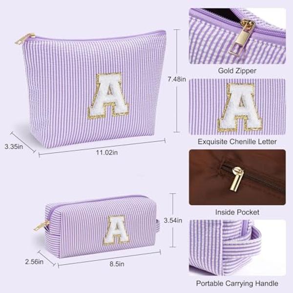 YOOLIFE Birthday Gifts for Women Mom - Makeup Bag Gifts Idea for Her Mom Teacher | Personalized Cute Initial Makeup Bag Pouch for Women Friends Female Girlfriend Wife | Cosmetic Tr