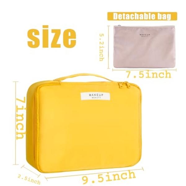 Travel Makeup Bag Cosmetic Bag Makeup Bag Toiletry bag for women and men (Yellow)