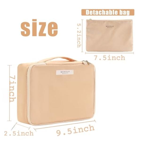 Travel Makeup Bag Cosmetic Bag Makeup Bag Toiletry bag for women and men (Beige)
