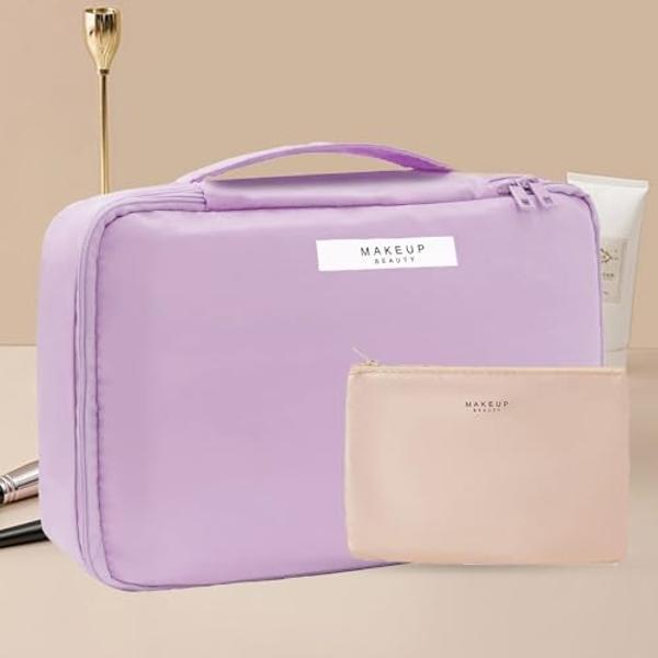 Travel Makeup Bag Cosmetic Bag Makeup Bag Toiletry bag for women and men (Purple)