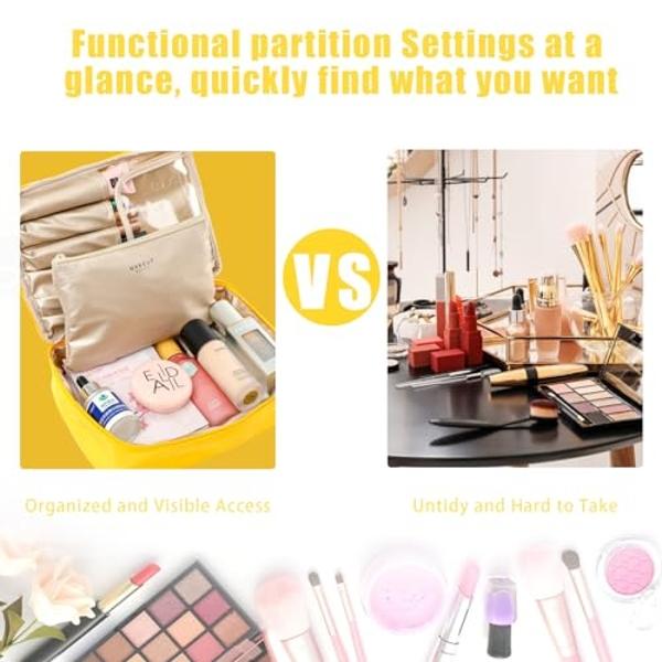 Travel Makeup Bag Cosmetic Bag Makeup Bag Toiletry bag for women and men (Yellow)