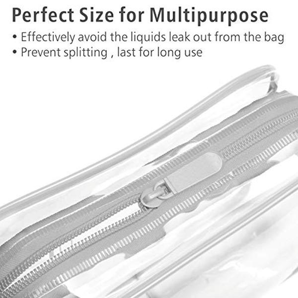 PACKISM Clear Makeup Bag, Waterproof TSA Approved Toiletry Bag Quart Size Bag, Clear Makeup Bags with Zipper Travel Cosmetic Bag, Carry on Airport Airline Compliant Bag, 3 Pack, Gr