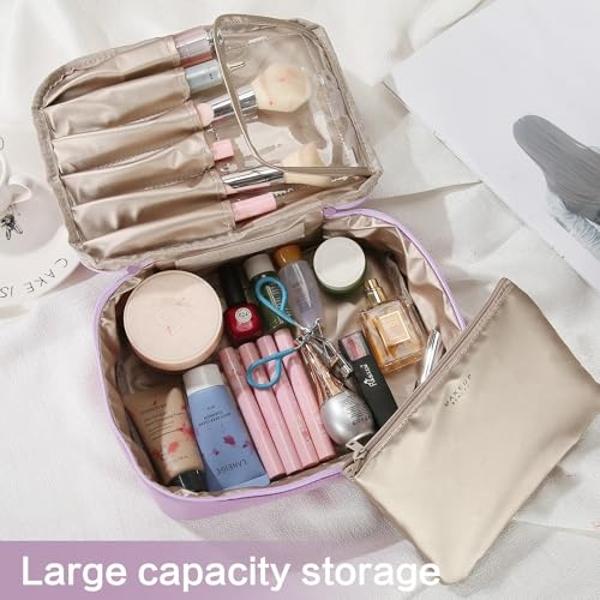 Travel Makeup Bag Cosmetic Bag Makeup Bag Toiletry bag for women and men (Purple)