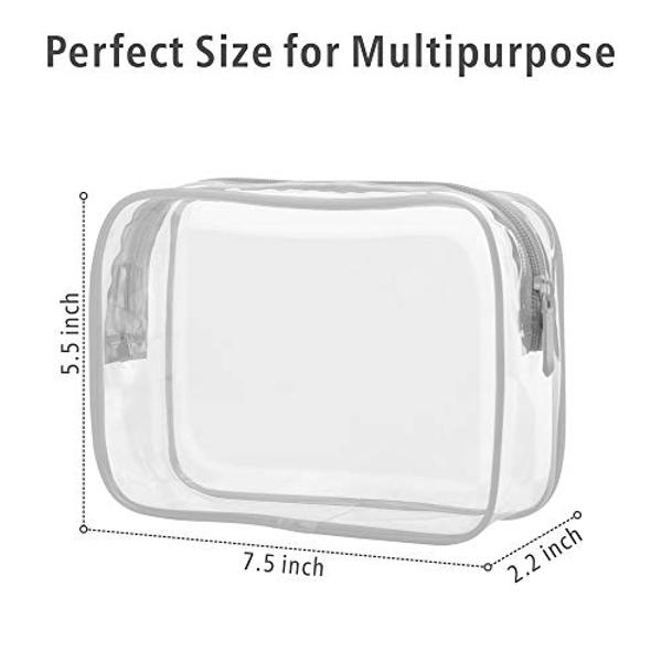 PACKISM Clear Makeup Bag, Waterproof TSA Approved Toiletry Bag Quart Size Bag, Clear Makeup Bags with Zipper Travel Cosmetic Bag, Carry on Airport Airline Compliant Bag, 3 Pack, Gr
