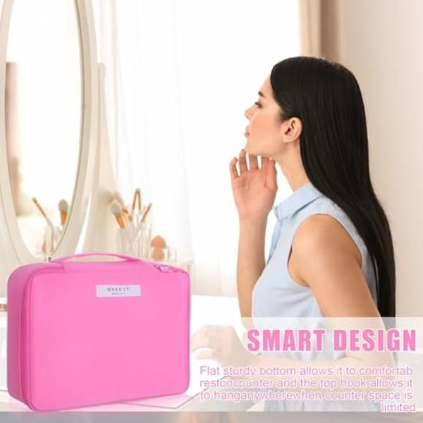 Travel Makeup Bag Cosmetic Bag Makeup Bag Toiletry bag for women and men (Light pink)