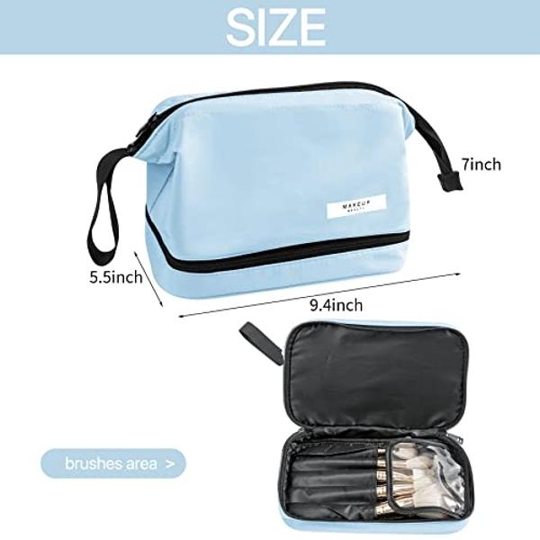 Travel Makeup Bag Cosmetic Bag Makeup Bag Toiletry bag for women and men (Large Blue)