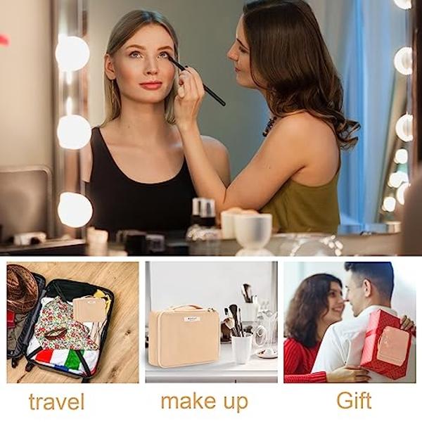 Travel Makeup Bag Cosmetic Bag Makeup Bag Toiletry bag for women and men (Beige)