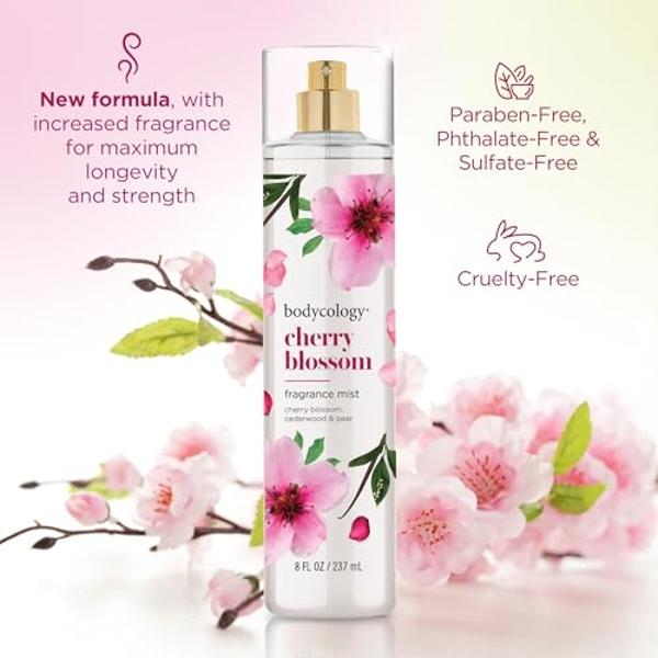 Bodycology Long-Lasting Fragrance Body Mist, Cherry Blossom, 8 fl oz