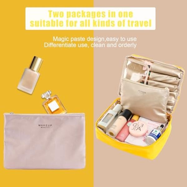 Travel Makeup Bag Cosmetic Bag Makeup Bag Toiletry bag for women and men (Yellow)