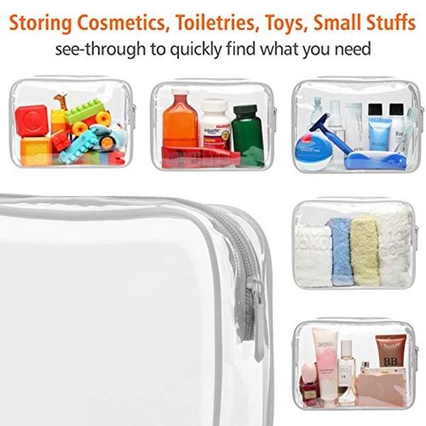 PACKISM Clear Makeup Bag, Waterproof TSA Approved Toiletry Bag Quart Size Bag, Clear Makeup Bags with Zipper Travel Cosmetic Bag, Carry on Airport Airline Compliant Bag, 3 Pack, Gr