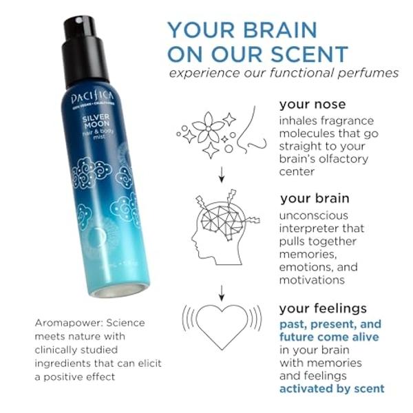 Pacifica Silver Moon Hair Mist Perfume & Full Body Spray for Women - Body Mist Fragrance w/BTonka, Santal, Cardamom, Vanilla Bean, Musk & Amber – Clean Beauty Alcohol-Free, Vegan &