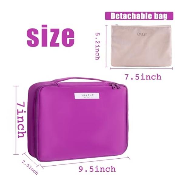 TOPEAST Travel Makeup Bag, Personalized Initial Toiletry Bag w Zipper, Cute Makeup Pouch, PU Leather Waterproof Cosmetic Bag, Birthday Gift for Daughter, Preppy Things for Girls (K