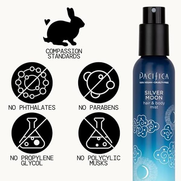 Pacifica Silver Moon Hair Mist Perfume & Full Body Spray for Women - Body Mist Fragrance w/BTonka, Santal, Cardamom, Vanilla Bean, Musk & Amber – Clean Beauty Alcohol-Free, Vegan &