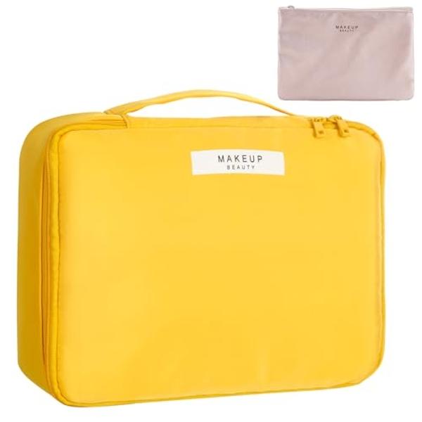 Travel Makeup Bag Cosmetic Bag Makeup Bag Toiletry bag for women and men (Yellow)