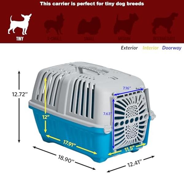 MidWest Homes for Pets Spree Travel Pet Carrier | Hard-Sided Pet Kennel Ideal for Toy Dog Breeds, Small Cats & Small Animals | Dog Carrier Measures 19.1L x 12.5 W x 13H - Inches