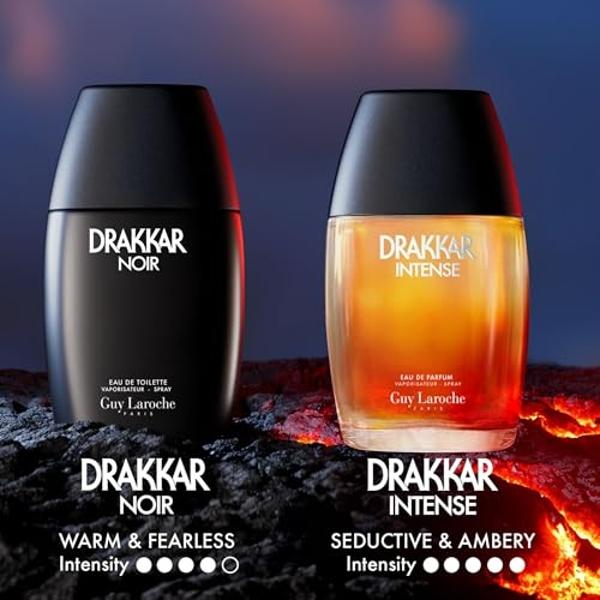 Guy Laroche Drakkar Noir, Iconic Designer Fragrance, Intense & Powerful Eau de Toilette, Fougere Blend & Aromatic Spices, Long Lasting Mens Cologne, Day and Evening Scent, 1.7 Fl. 