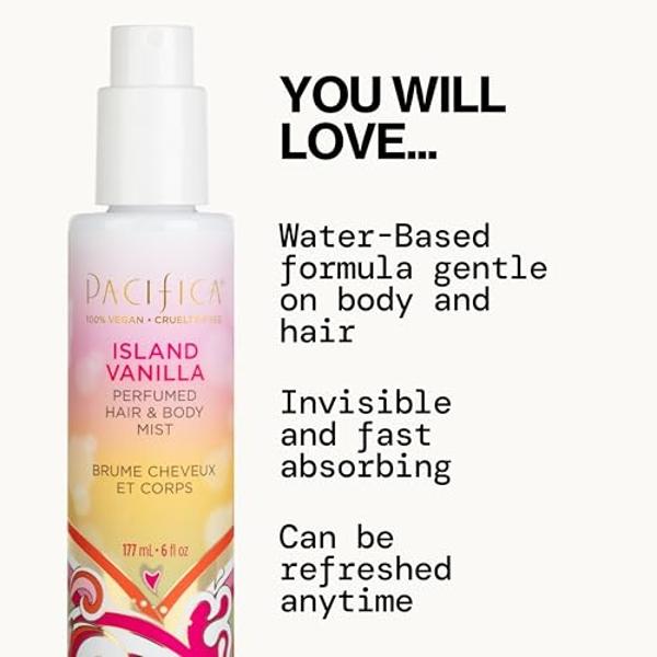 Pacifica Mini Island Vanilla Hair Mist Perfume and Full Body Spray for Women - Body Mist Fragrance Spray for A Mood-Lifting Experience, Paraben-Free, Clean Beauty Alcohol-Free, Veg