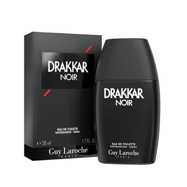 Guy Laroche Drakkar Noir, Iconic Designer Fragrance, Intense & Powerful Eau de Toilette, Fougere Blend & Aromatic Spices, Long Lasting Mens Cologne, Day and Evening Scent, 1.7 Fl. 