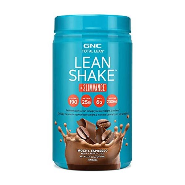GNC Total Lean | Lean Shake + Slimvance | Weight Loss Protein Powder with 200mg of Caffeine | Mocha Espresso | 20 Servings