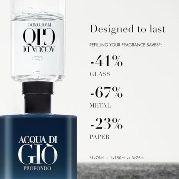 Armani beauty – Acqua di Giò Profondo – Eau de Parfum – Cologne for Men – Fresh & Aromatic Men’s Fragrance – Mandarin, Lavender, Cedarwood Notes - 5.0 Fl Oz